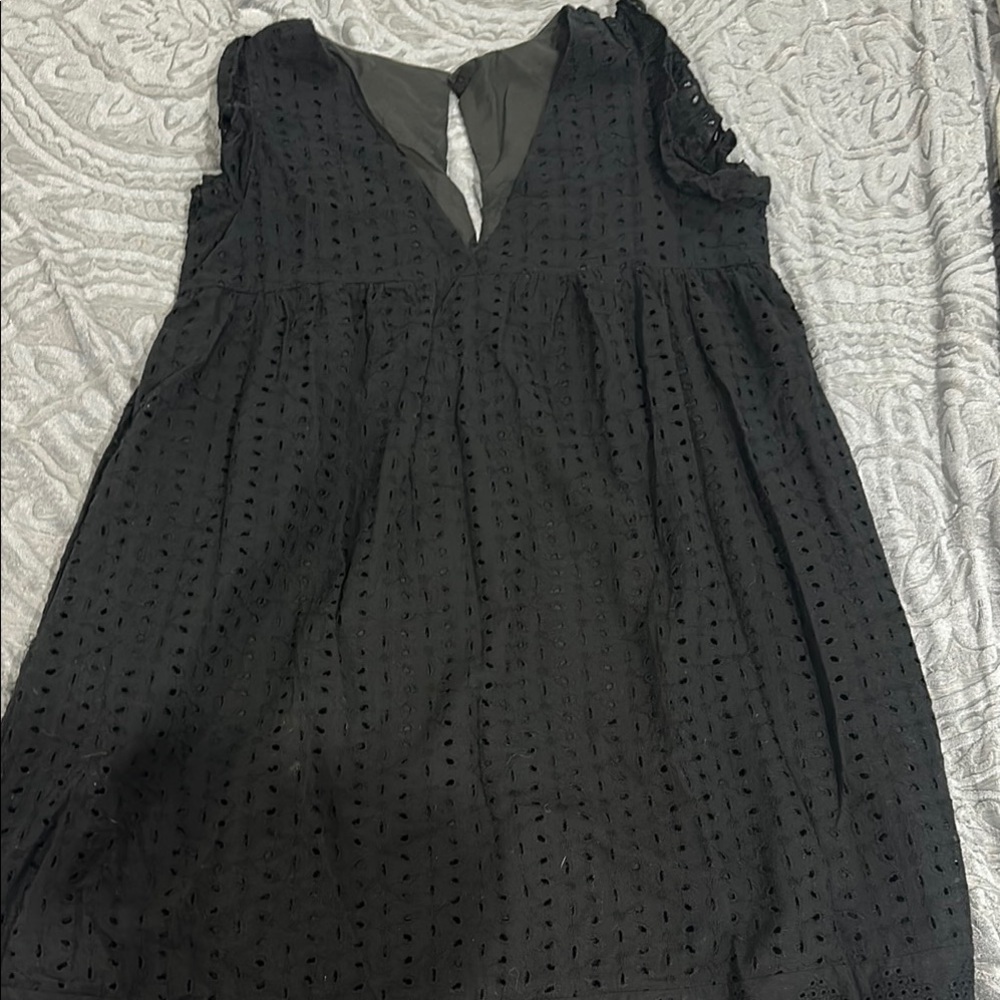 Black Sleeveless V-Neck Mini Sundress